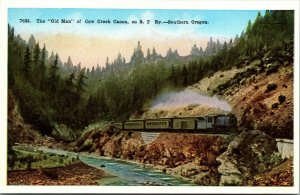 Vtg Oregon OR Old Man of Cow Creek Canon on Southern Pacific Railroad Postcard 
