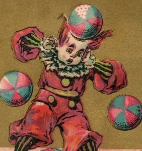 1880s J.H. Maxwell Fancy Cards Glass Shades Circus Clown & Balls P221