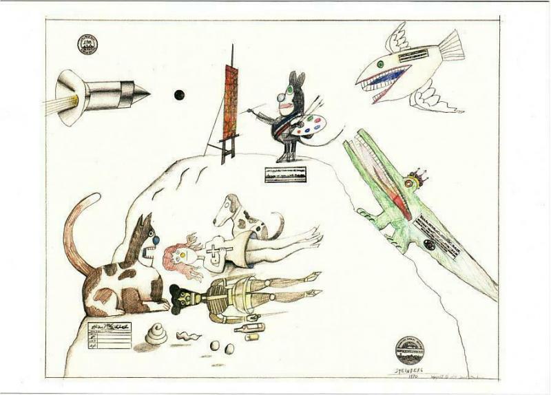 Artist by Saul Steinberg Cartoon Postcard