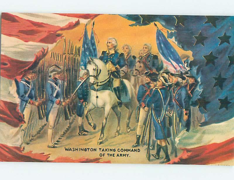 Reproduction Patriotic President George Washington Takes Command n0196