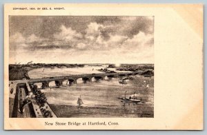 New Stone Bridge  Hartford   Connecticut   Postcard  c1905