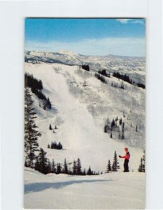 Postcard A skier pauses, Aspen, Colorado