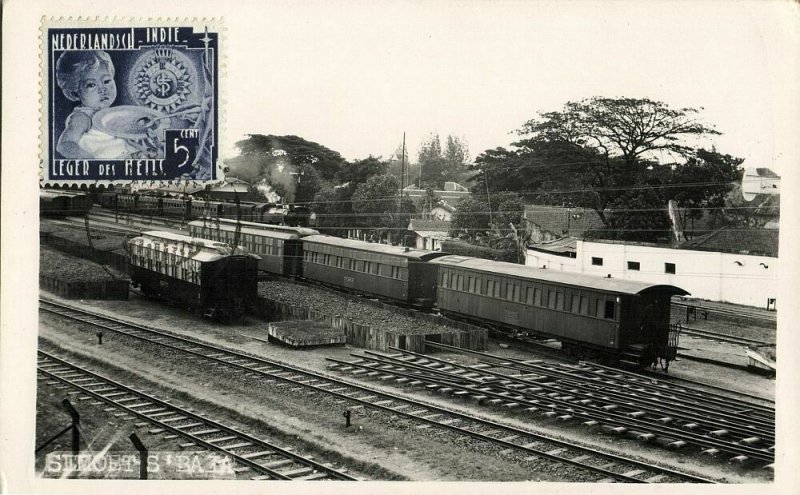 indonesia, JAVA SOERABAIA, Semut Railway Station (1937) RPPC Postcard