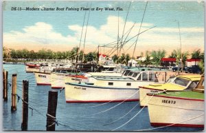 Modern Charter Booat Fishing Fleet at Key West Florida FL Postcard