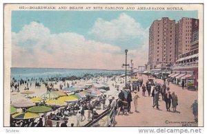 Boardwalk and Beach at Ritz Carlton and Ambassador Hotels, Atlantic City, New...