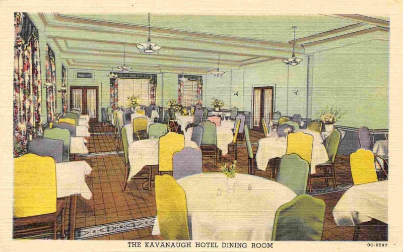 Kavanaugh Hotel Dining Room Interior Harrisonburg Virginia 1940s linen postcard