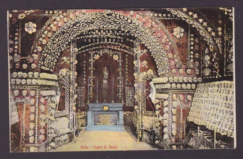 Vintage postcard, Malta, Chapel of Bones, Unused