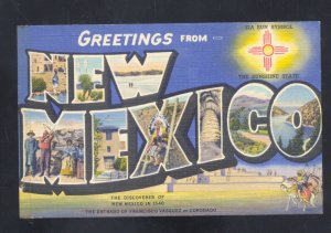 GREETINGS FROM NEW MEXICO LARGE LETTER LINEN VINTAGE POSTCARD