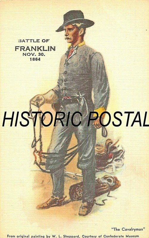 BATTLE OF FRANKLIN TN~THE CAVALRYMAN~CIVIL WAR ORIGINAL W L SHEPPARD POSTCARD