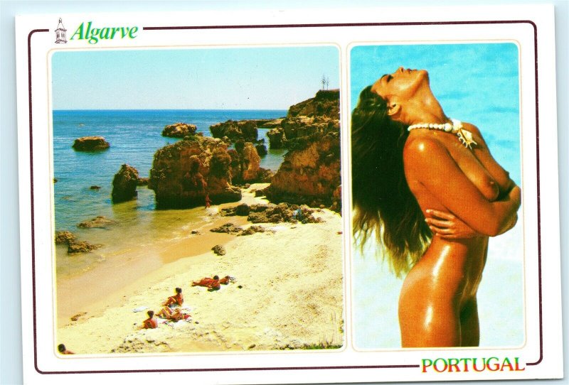 Algarve Portugal Nude Female Beach Beauty Naked Tits Boobs Breasts Postcard E05