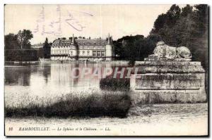 Old Postcard The Sphinx and the Rambouillet castle