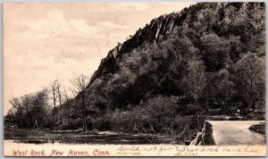 West Rock NEW HAVEN Connecticut Roadside View 1908 Posted Vintage Postcard