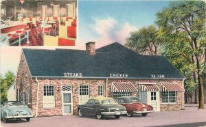 Postcard Virginia Bowling Green Grill 1950s Lincoln Auto Mellinger  23-4008