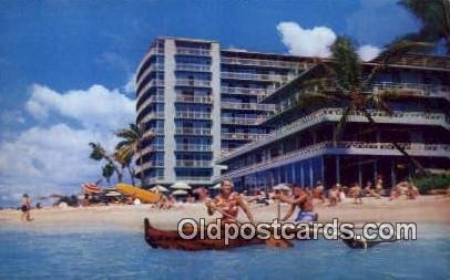 Reef Hotel, Waikiki, Hawaii, USA Motel Hotel Writing On Back writing on back ...