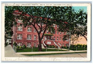 1938 Polyclinic Hospital Exterior Building Road Oklahoma City Oklahoma Postcard 