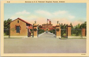 Tucson Arizona US Veterans Hospital Unused Curteich Linen Postcard G57