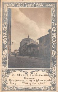 Versailles France Street Scene Floral Border Real Photo Postcard AA31149