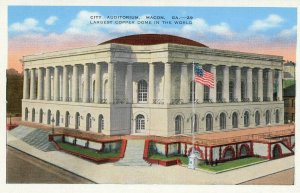 Postcard Early View of Macon City Auditorium , Largest Copper Dome, GA.   N7