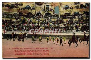 Old Postcard Racing Bulls Bullfight Preliminaires