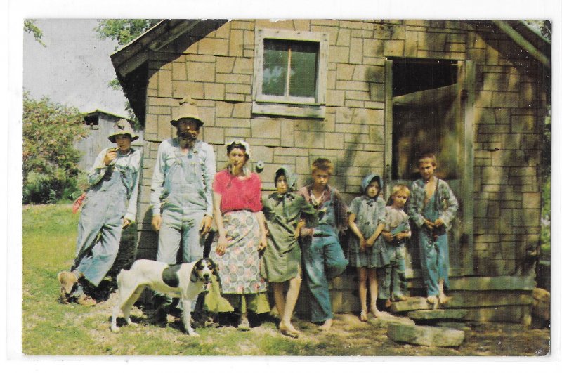 Ozarks Livin Hillbilly Style Missouri Family Portrait Maw Paw Kids Dog Postcard