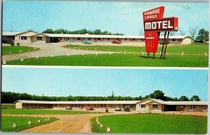 Redwood Lodge Motel Multi View Fremont IN Vintage Postcard H26