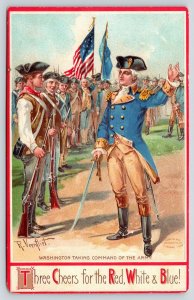 Patriotic R Veenfliet~Washington Takes Command~Continental Army~RW&B~1909 PC 