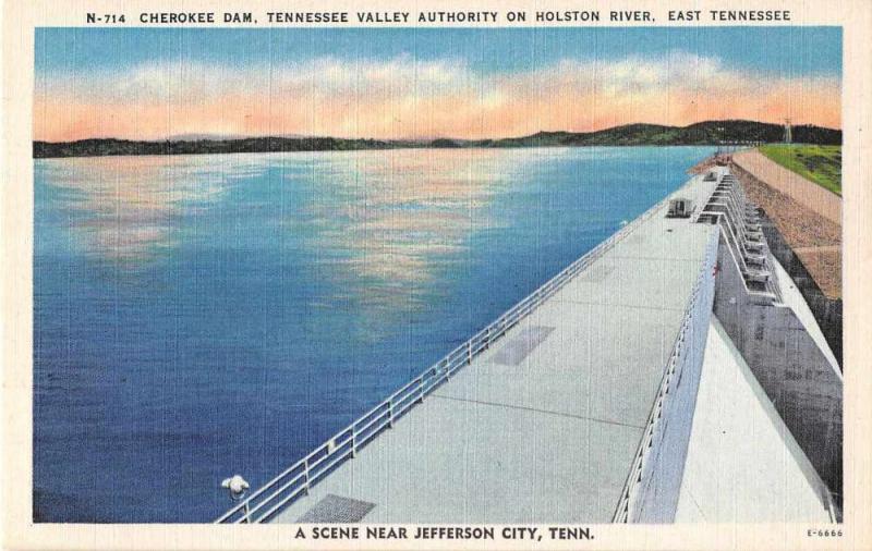 Jefferson City Tennessee Cherokee Dam Holston River Antique Postcard J52916