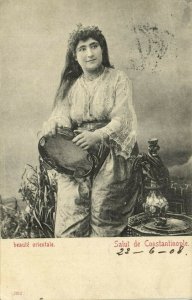 turkey, CONSTANTINOPLE, Beautiful Oriental Girl (1908) Postcard