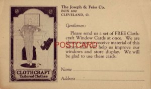 PLEASE SEND A SET OF CLOTHCRAFT WINDOW CARDS THE JOSEPH & FEISS CO, CLEVELAND, O