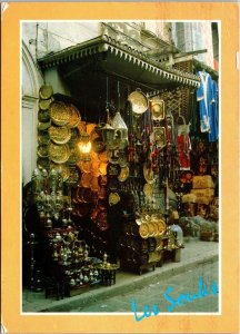 VINTAGE CONTINENTAL SIZE POSTCARD THE MARKETS SCENE TUNISIA