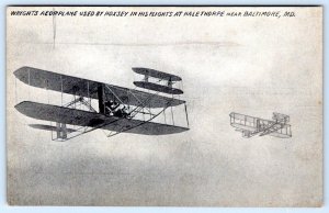 1910's WRIGHT'S AEROPLANE USED BY HOXSEY FLIGHT HALETHORPE BALTIMORE MD POSTCARD