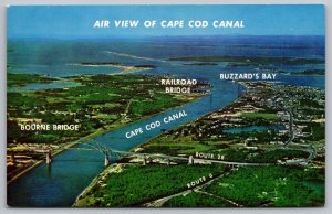 Cape Cod Canal Massachusetts Scenic Birds Eye View Landmarks Chrome Postcard 