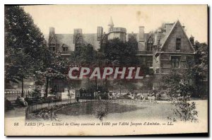 Postcard Old Ve Paris hotel Cluny built in 1490 by the Abbe d'Amboise