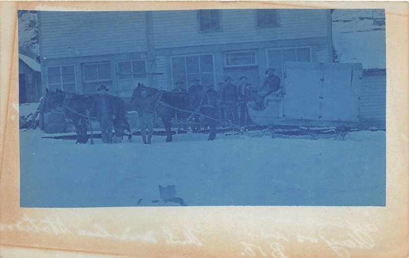 F82/ Occupational RPPC Postcard c1910 Horse Team Sled Winter Delivery 6