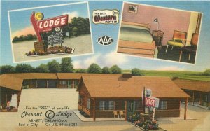 Arnett Oklahoma Chestnut Lodge roadside 1940s Postcard Tichnor linen 20-9048