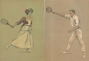 Carlo Pellegrini Tennis Sport Italian Painting 2x Postcard s