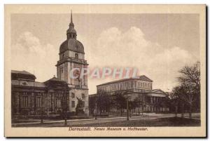 Old Postcard Darmstadt u Neues Museum Hofttheater