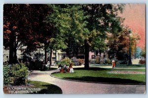 Rochester New York NY Postcard Plymouth Square People Scenic View c1910s Antique