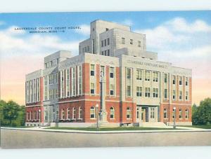 Unused Linen COURTHOUSE SCENE Meridian Mississippi MS d2656