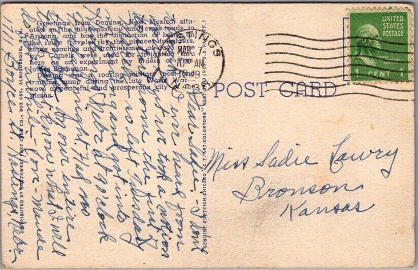 Vintage 1949 DEMING New Mexico Large Letter Postcard MultiView