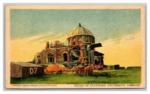 Vintage 1906 Postcard Earthquake & Fire Ruins of Stanford University Library CA