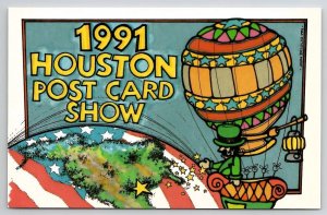 Houston TX 1991 Postcard Show Patriotic Earth Hot Air Balloon Postcard U27