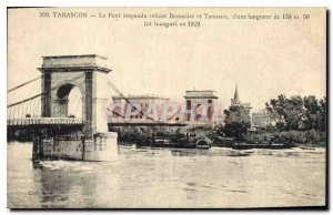 Old Postcard Tarascon Suspension bridge connecting Tarascon and Beaucaire