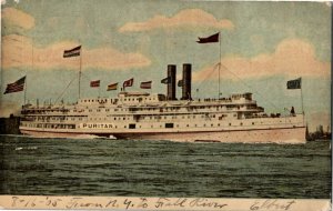 Postcard Steamer Puritan NY to Boston Long Island Route via Fall River 1905 S30