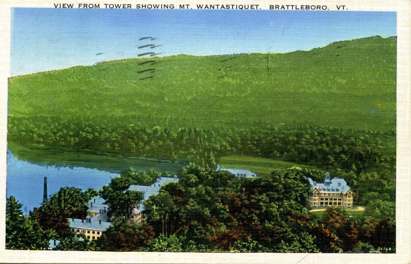 VT - Brattleboro. View from Tower showing Mt. Wantastiquet