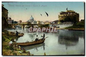 Old Postcard Veduta del Tevere Roma E Castel S Angelo