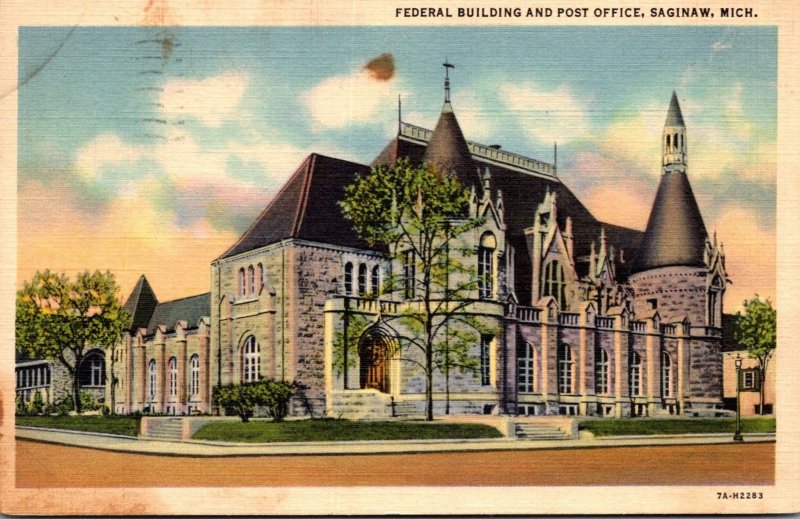 Michigan Saginaw Federal Building and Post Office 1939 Curteich