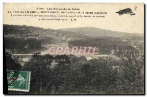 Old Postcard Jet Aviation Banks of the Seine Bridge Sevres Boulogne St Cloud ...
