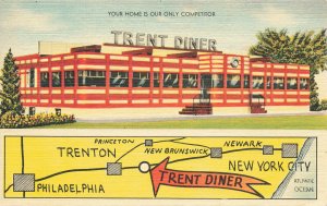 Trenton NJ Trent Diner Duo View Linen Postcard