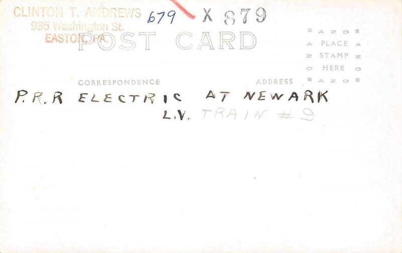 RPPC Pennsylvania Railroad Electric Train Newark c1930s Vintage Photo Postcard